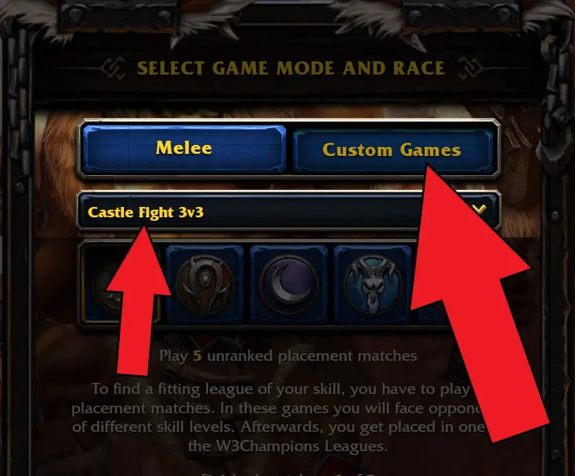 W3C game mode selection details